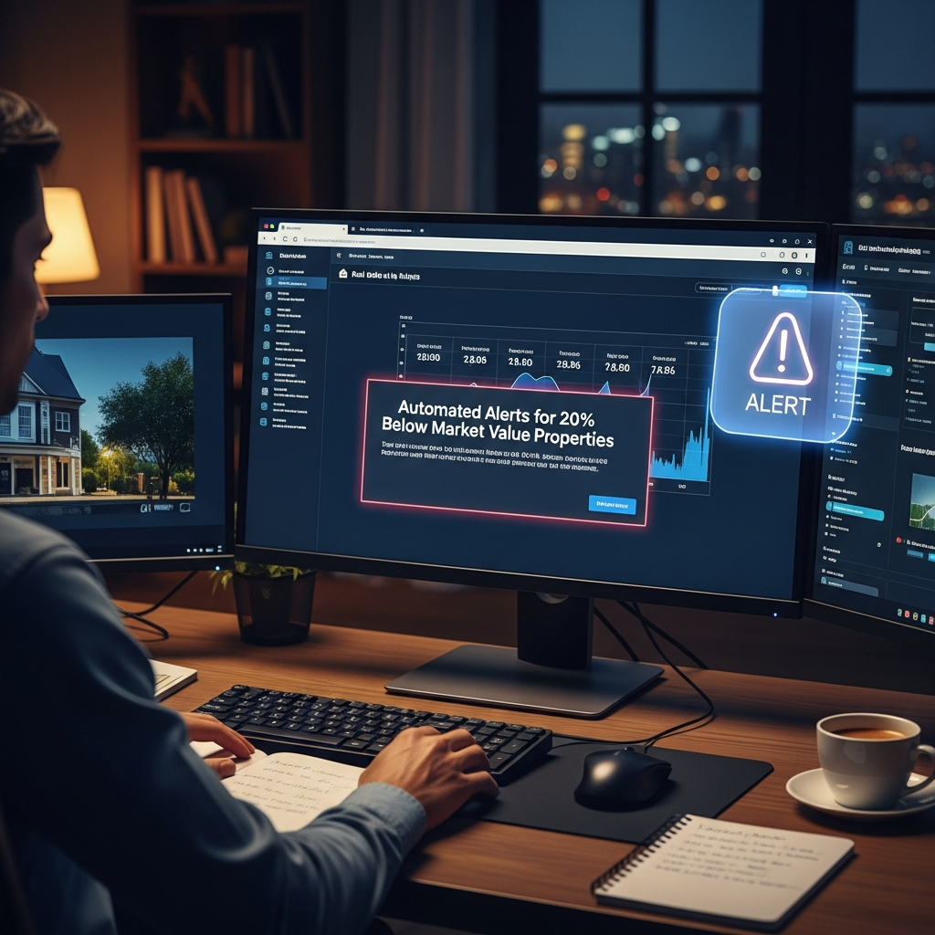 Setting up automated alerts for 20% below market value properties